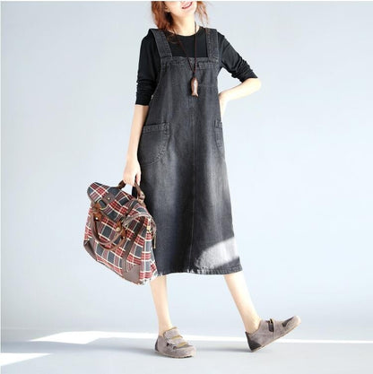 Denim Overall Dress for Women with Spaghetti Strap