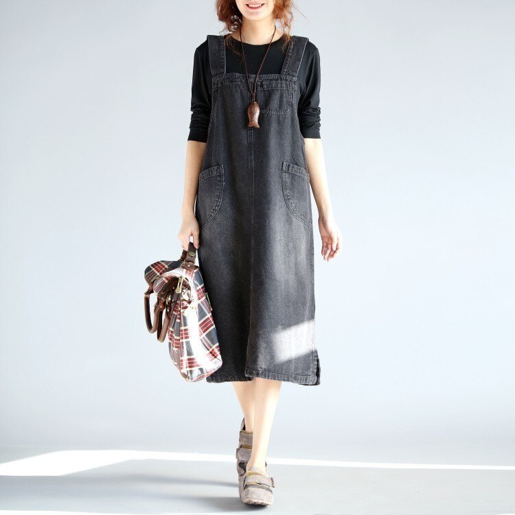 Denim Overall Dress for Women with Spaghetti Strap