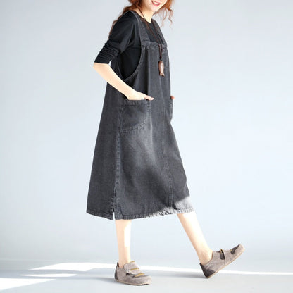 Denim Overall Dress for Women with Spaghetti Strap