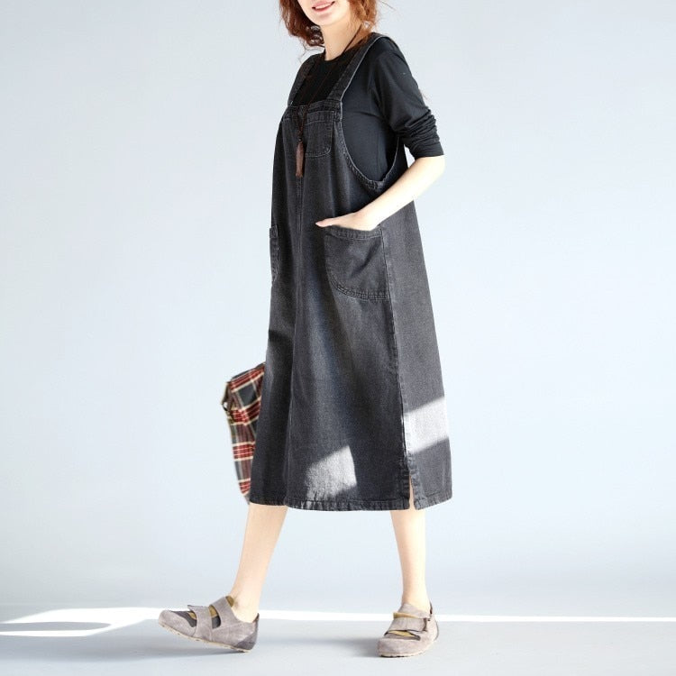 Denim Overall Dress for Women with Spaghetti Strap