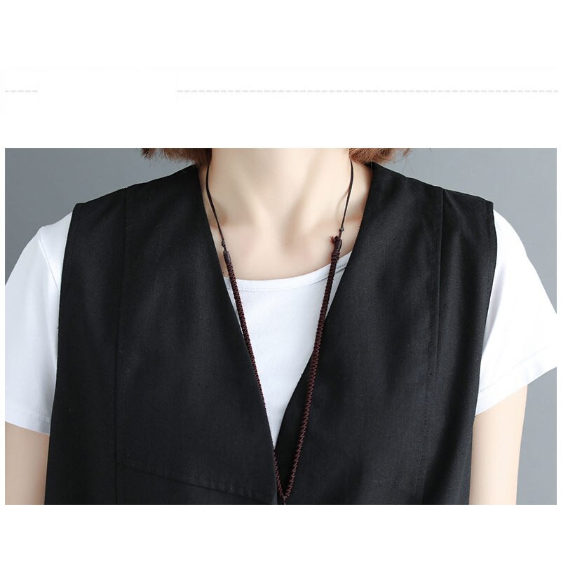 Women Sleeveless Vest Cardigan with V-Neck