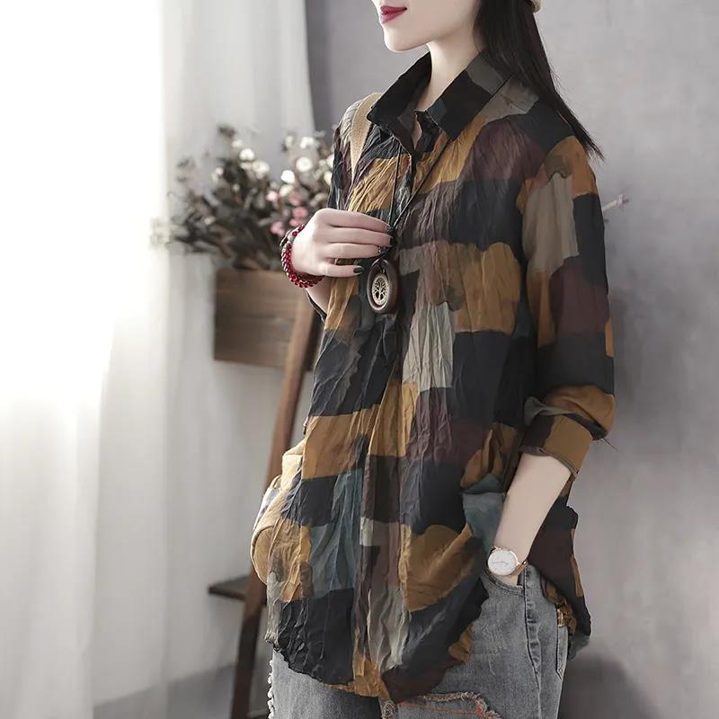 Pullover Women Blouse with Turn-down Neck