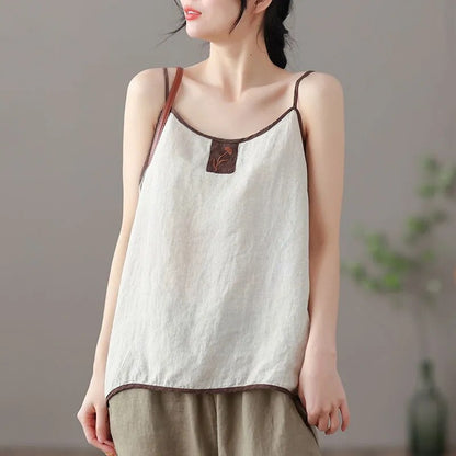 Women Sleeveless Tank Top with Embroidery