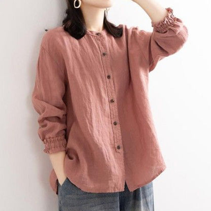 Ethnic Style Vintage Shirt with Jewel-Neck