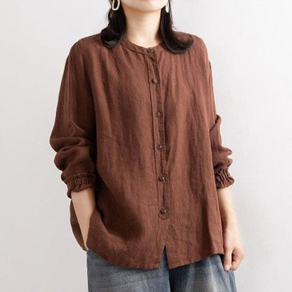 Ethnic Style Vintage Shirt with Jewel-Neck