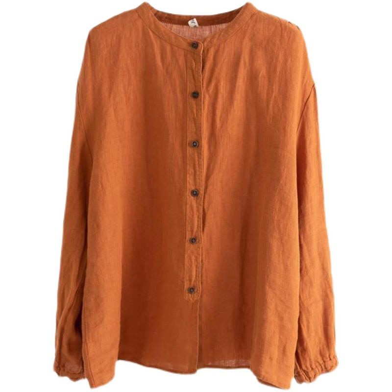 Ethnic Style Vintage Shirt with Jewel-Neck