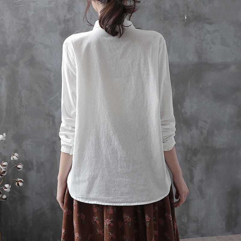 Long Sleeve Vintage Blouse with Embroidery