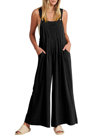 Crimson Shadow Casual Jumpsuit with Pockets