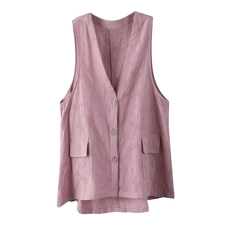 Cotton and Linen Sleeveless Waistcoat