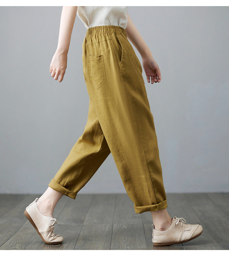 Cropped Casual Pant with Cotton